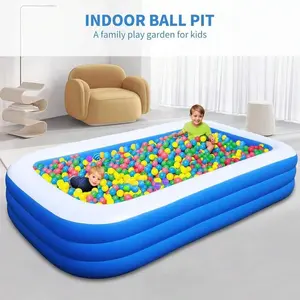 Large Inflatable Pool with Filter Pump - 120" x 72" x 24" Family Swimming Pool, Oversized Blow Up Pool for Adults, Kids, and Pets, Backyard Outdoor Summer Water Party