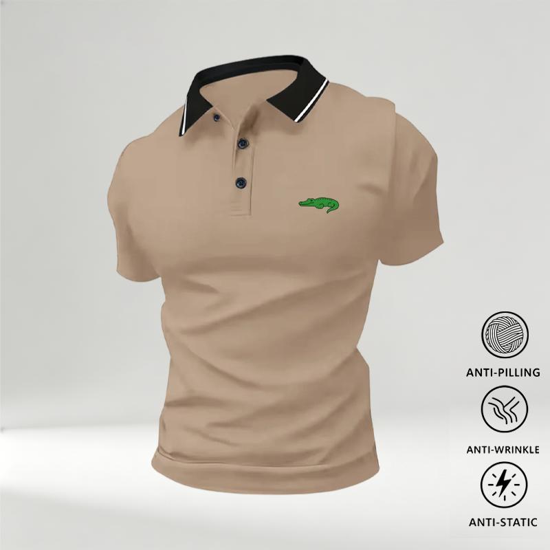 Men's New Polo Shirts (Pack of 5) - Summer Short-Sleeve, Turn-Down Collar, Crocodile Print, Anti-Wrinkle, Chic Look, Breathable Comfortable Fabric - Men's Clothing for Business Travel, Dates