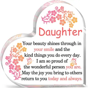 Valentine's Day Gifts For Daughter Birthday Gift For Daughter In Law From Mom Dad Heart Plaque Birthday Christmas For Home Desk Decorations Cute Living Room Decor Desk Signage Decoration