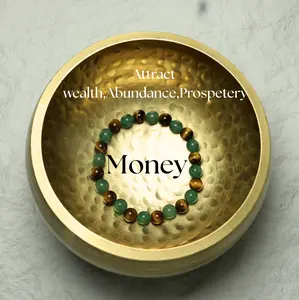 Wealth Abundance Trio Green Aventurine Tiger Eye Hematite Citrine Pyrite Malachite Black Obsidian Crystal Bracelet for Money Prosperity Party Jewelry Anxiety Soothing Gift