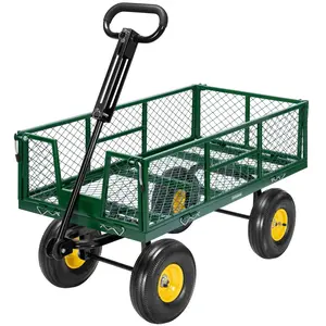 VIVOHOME Garden Cart Steel Heavy Duty 900 LBS Yard and Gardening Wagon with 10 inch Tire and Handle Attach to ATV or Tractor