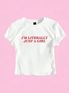 Women's "I'm Literally Just A Girl" Cropped Slogan T-Shirt Graphic Tees Women Tops