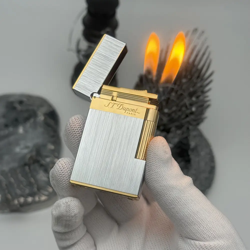 DPT Original Double Flame Lighter No Fuel Classic Brushed Metal Engraving Anniversary Gift for Boyfriend Mini Flint Ignition System