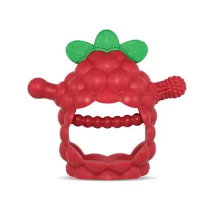 Silicone Teether Toy for 3M+ |       Drop Resistant Hand Held Teether for Babies and Infants - Designed by Nature with Our BerryBumps Multitextured Design |       3M+, Red