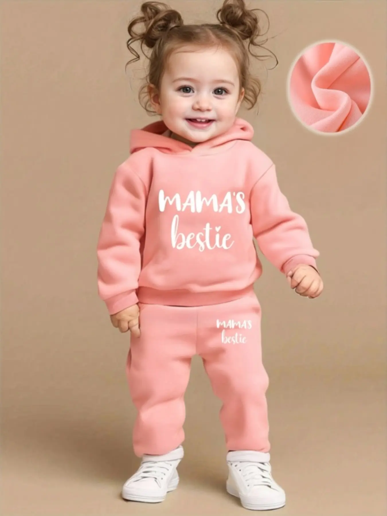 Autumn Winter Baby Girl Letter Print Fleece Hoodie and Pants Set, Toddler Outfit, Clothing, Cute Two-Piece, Casual, Cozy, Soft and Warm, Perfect for Toddlers