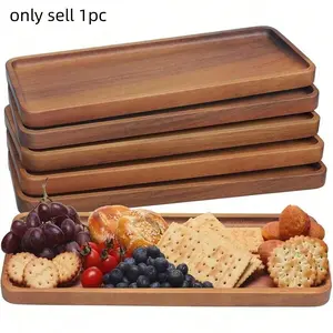 Wooden Serving Tray, 1 Count Multi Grid Serving Plate, Fruit Tray, Snack Tray, Food Tray, Kitchen Accessories, Home Supplies, Tableware