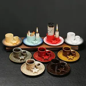 Ceramic Incense Burner, Aromatherapy Scent Diffuser, 1 Count 4-in-1 Handcrafted Incense Stick & Palo Santo Holder with Smudging Tray, Elegant Bohemian Decor Freshener, Scented Home Fragrance