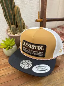 Hooey Resistol Tan w/ Black & Dark Red Patch Trucker Snapback Hat 2552T-TNWH