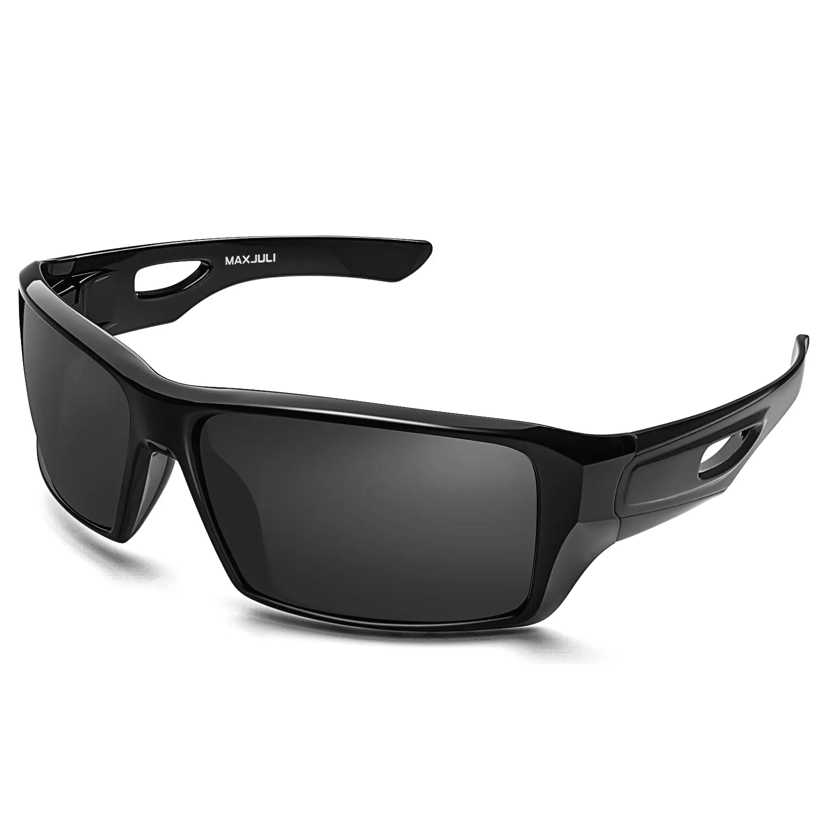Polarized Oversized Rectangle Wrap Sunglasses UV400 Protection Matte Black Wrap Around TR90 Rectangle Polarized Sunglasses  main image 4