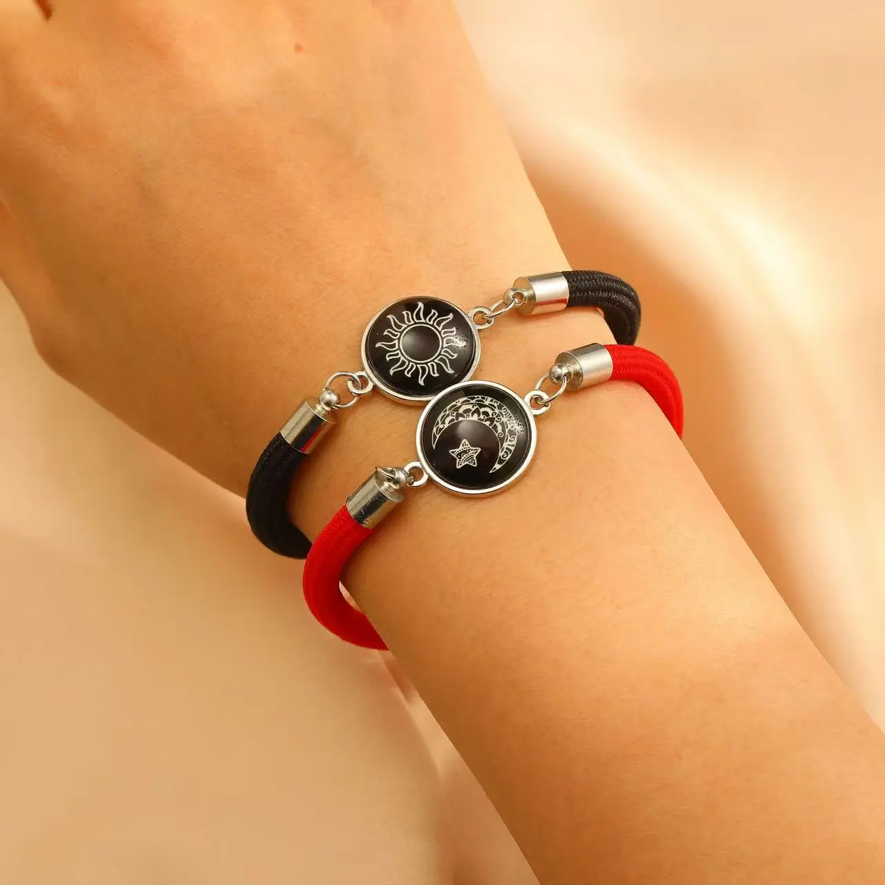 Black White Yin Yang Couple Bracelet Matching Set, Adjustable Drawstring for Daily Wear, Eight Trigrams Eastern Symbolic Design, Fashion Cool Accessories, Meaningful Gift for Women & Men