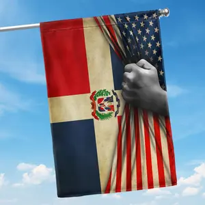 Flagwix Dominican Republic American US Flag TRN99F, House Flag (29.5" x 39.5") - USA House Garden Flags Premium Polyester - Decorative Indoor Outdoor Flags
