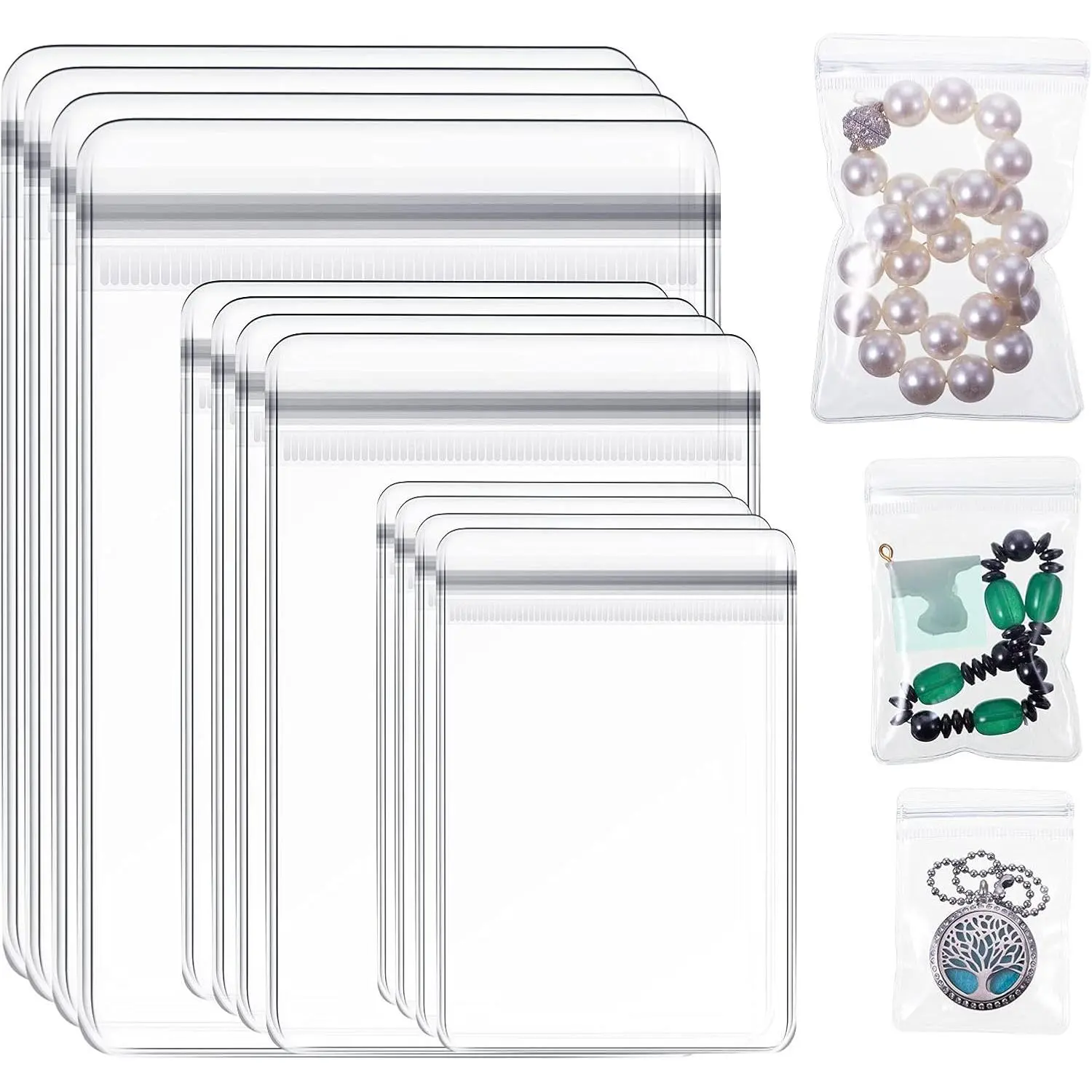 【RayRayDIY】100 Pcs DIY Packing BagClabby Clear Pvc Jewelry Bags Plastic Transparent Jewelry Rings Earrings Packing Storage Pouch Anti Tarnish Zip Lock Bags for Holding Jewelries, bracelet making kit