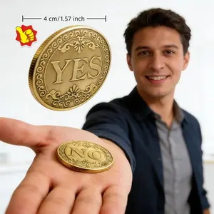 Retro Metal YES NO Flip Coin - Reversible portable fun coins, suitable for props and decorations, party games, and gift giving
