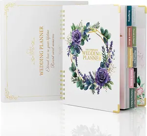 Wedding Planner Book and Organizer, 10 Sections Notebook Organizer for Bride, Engagement Gifts Binder Calendar with Colorful Stickers, Personalized Wedding Stuff, Flora Loop