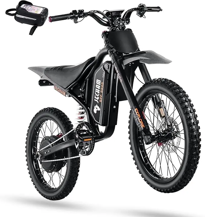 【JECHAM QF200 PRO】 Adult All-Terrain E-Mountain Bike, 4700W Peak Power, 50MPH Speed, 60V 32Ah Battery, 70-110 Mi Range, Dual Hydraulic Brakes, Full Suspension, for Off-Road & City Riding