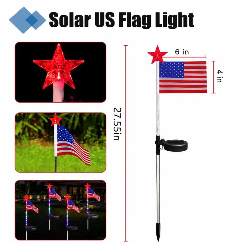 Solar American Flag Lights with 7-Color Changing Star LEDs, Patriotic Outdoor Decor for Fourth of July, Garden, Yard, Lawn & Patio Decorations Solar American Flag Lights with 7-Color Changing Star LEDs, Patriotic Outdoor Decor for Fourth of July, Garden, Yard, Lawn & Patio Decorations