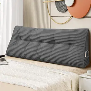 Headboard Pillow , Triangular Pillow Headboard Bed Wedge Pillows for Reading and Resting, Daybed Pillows for Sitting up with Removable Cover, Grey