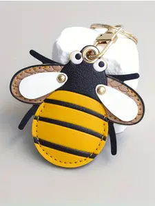 Creative PU Leather Cute Bee Keychain, Insect Backpack Charm, Women's Accessory, Holiday Gift, All Seasons Fashion Item