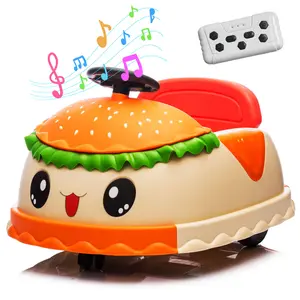 12V Kids Ride On Electric Bumper Car W/Parents Control,Cute&Realistic Hamburger Design,360 Degree Rotation,Storing Space,Bluetooth,Music,USB,Silent wheel,LED Lights,Power Display,Anti-rollover For 2-5