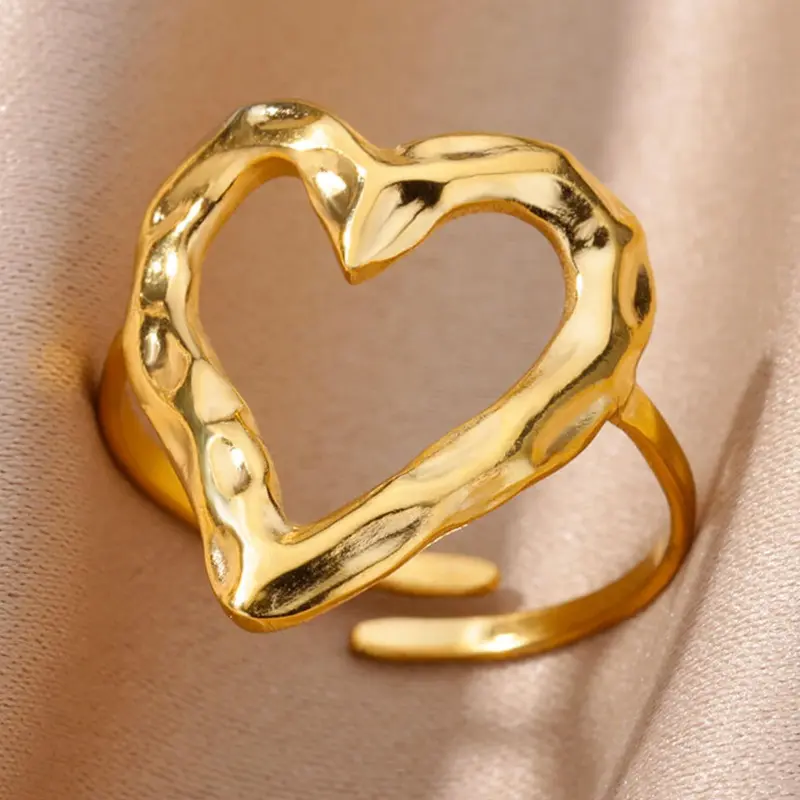 Fashion Hollow out Heart Design Stainless Steel Geometry Ring, Casual Jewelry for Party, Elegant All-match Fashion Accessories for Daily Wear, Fashion Heart Rings, Beautiful Rings