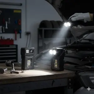 Multifunctional COB Magnetic Flashlight, Adjustable Angle Camping Light for Outdoor Use, 360° Rotation with Durable Drop-Resistant Design, High-Luminosity Long-Ristance Searchlight for Emergency Lighting Tools, High Lumen Flashlight