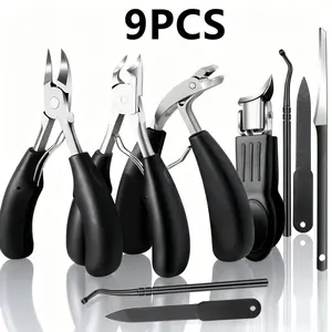 9PCS Professional Nail Clipper Set – Heavy Duty Ingrown Toenail Care Kit for Thick Nails, Precision Pedicure & Manicure Tools with Cuticle Nipper & Nail File for Men, Women & Seniors