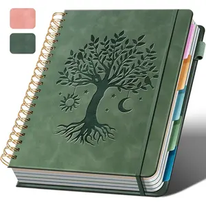 Ovesmusl 5 Subject Notebook College Ruled Hardcover Spiral Notebook 8.5" x 11" with 5 Removable Dividers 300 Pages 100GSM Large Spiral Notebooks for Work Thick Lined Journal for Women, Green