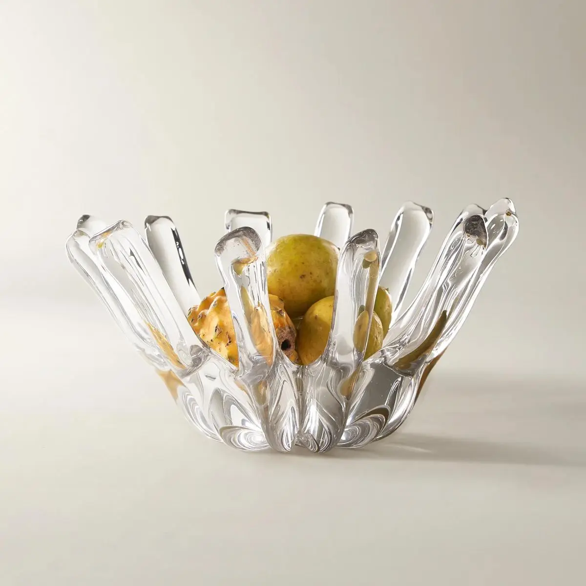 Z Gallerie Bossa Glass Bowl Modern Aesthetic Organic Clear Artwork Decoration Centerpiece Contemporary Display