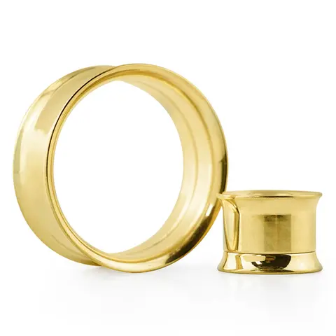 Gold PVD Steel Internally Threaded Tunnel Plugs