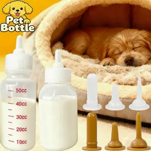 Pet Milk Bottle Set for Puppies and Kittens, 3 Replaceable Nipples, Suitable for Cats and Dogs, Essential Pet Feeding Supplies