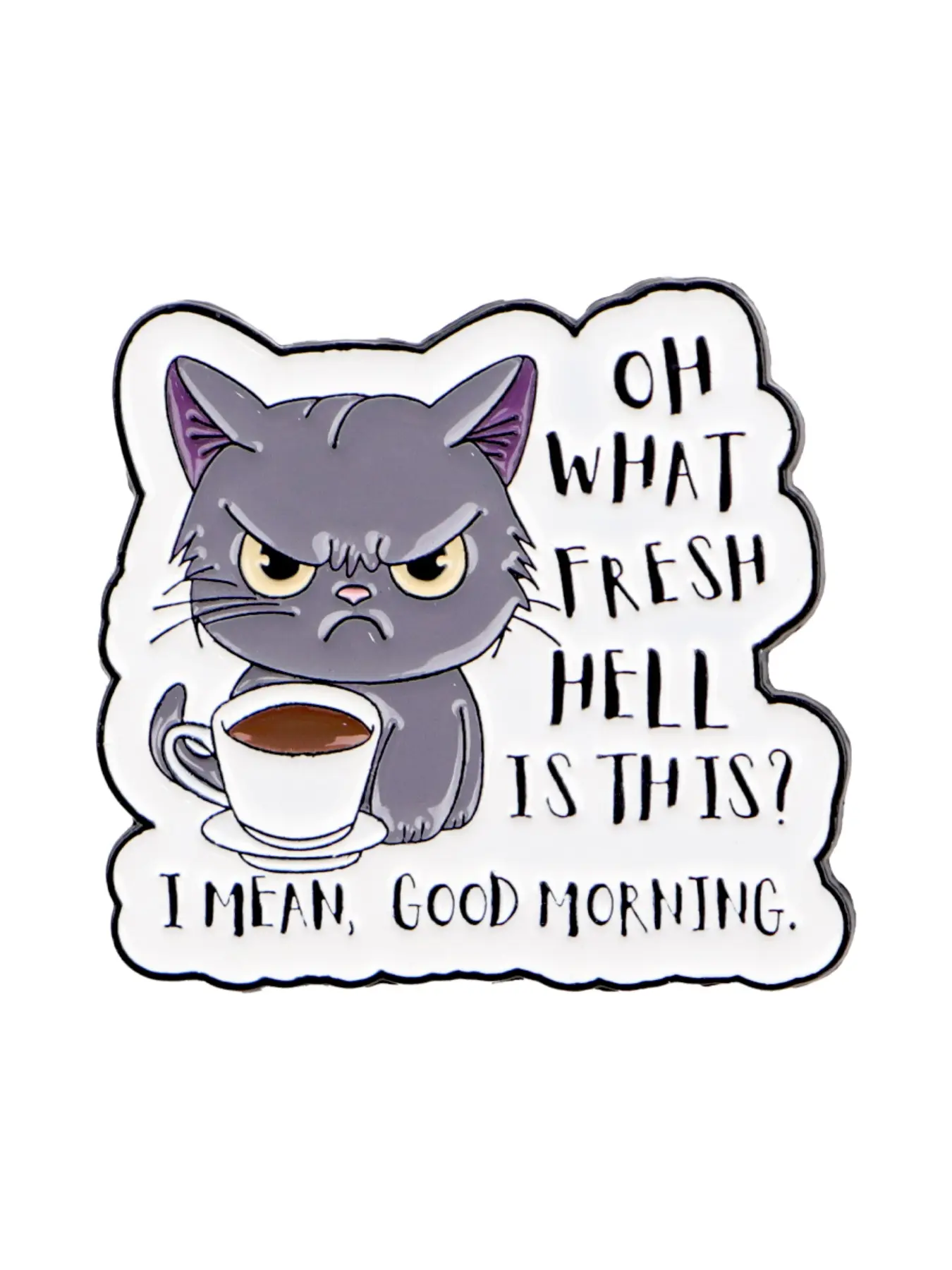 Coffee Cat Brooch Cute Fun Cartoon Animal Design Morning Badge Decoration, Perfect for Sweaters Backpacks Jackets, Adorable Accessory for All Seasons