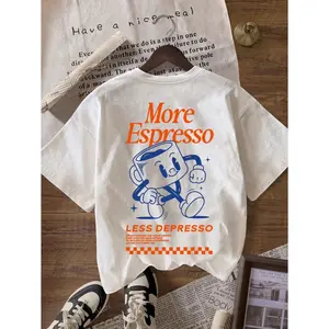 Women's More Espresso Coffee Club Graphic T-Shirt - Short Sleeve Crew Neck Regular Fit Casual Wear | Soft & Breathable Fabric, Durable Print, Everyday Comfort, Machine Washable, casual graphic lifestyle flat lay