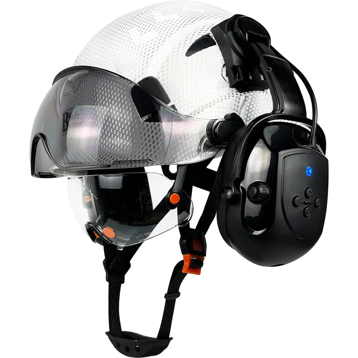 BG White Hat Wtih Clear & Tinted Visor & Bluetooth