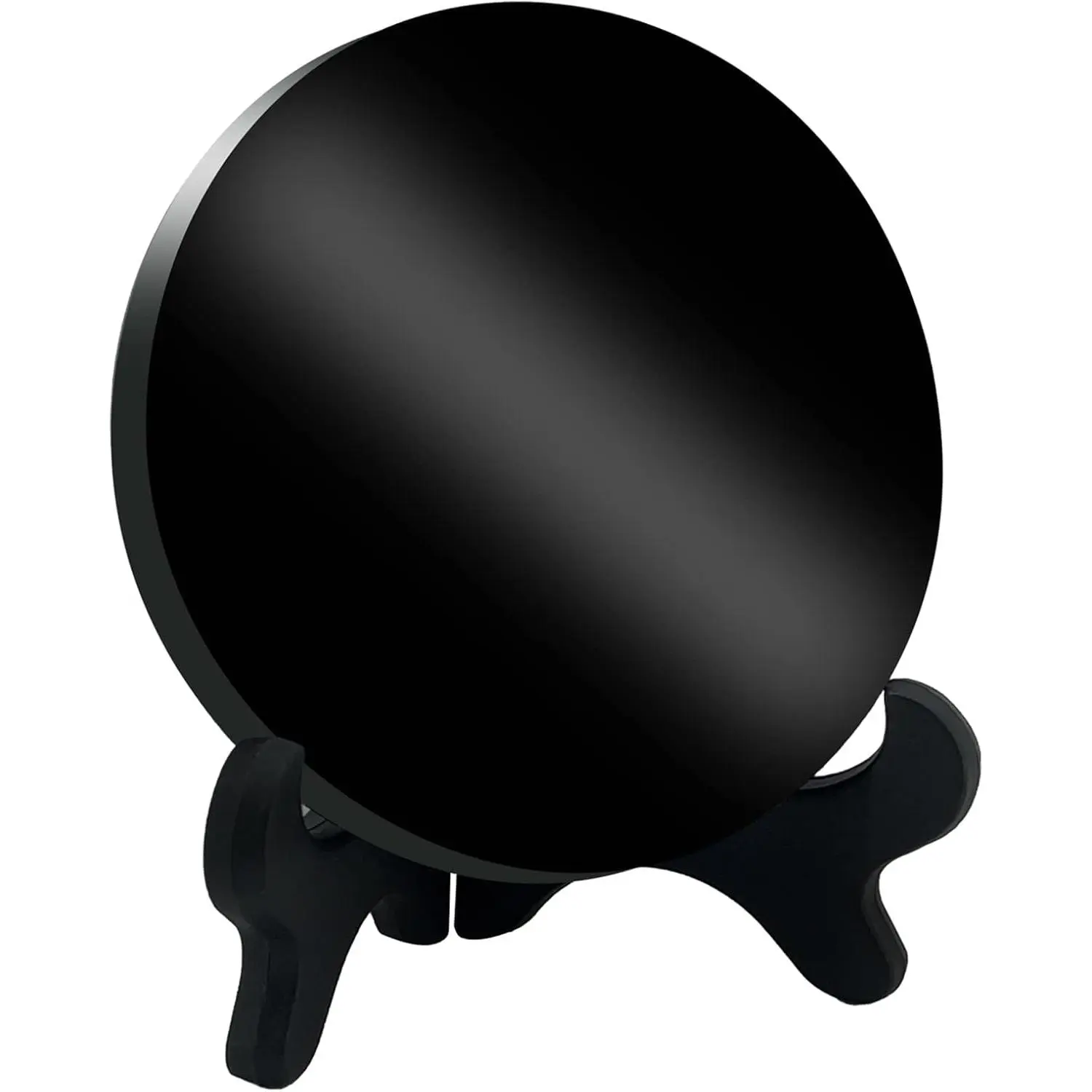 Black Obsidian Scrying Mirror, Obsidian Mirror with Stand and Bag for Divination, Meditation, , Feng Shui (100mm(4.0in))