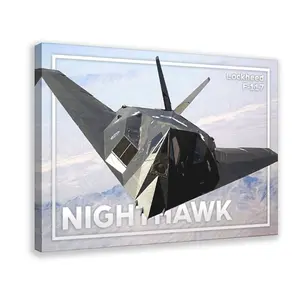 F117 NightHawk Canvas Poster Wall Art for Home Bedroom Office Dorm Room Decor