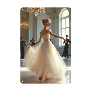 1pc Wedding Scene with Chandelier and Celebrating Guests Tin Painting Metal Tin Sign - Rustic Iron Wall Art for Home, Office, Cafe, Bar, and Garage Decor - Easy to Hang, Versatile for Holiday and Seasonal Decorations