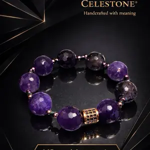 Celestone Amethyst Bracelet Handcrafted with Meaning Purple Gemstone Beads for Women