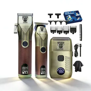 Men's Beard Trimmer and Hair Clipper Set, Electric Razor, Shaving Head Grooming Tool, LED Display, Precision Blades, Ergonomic Design