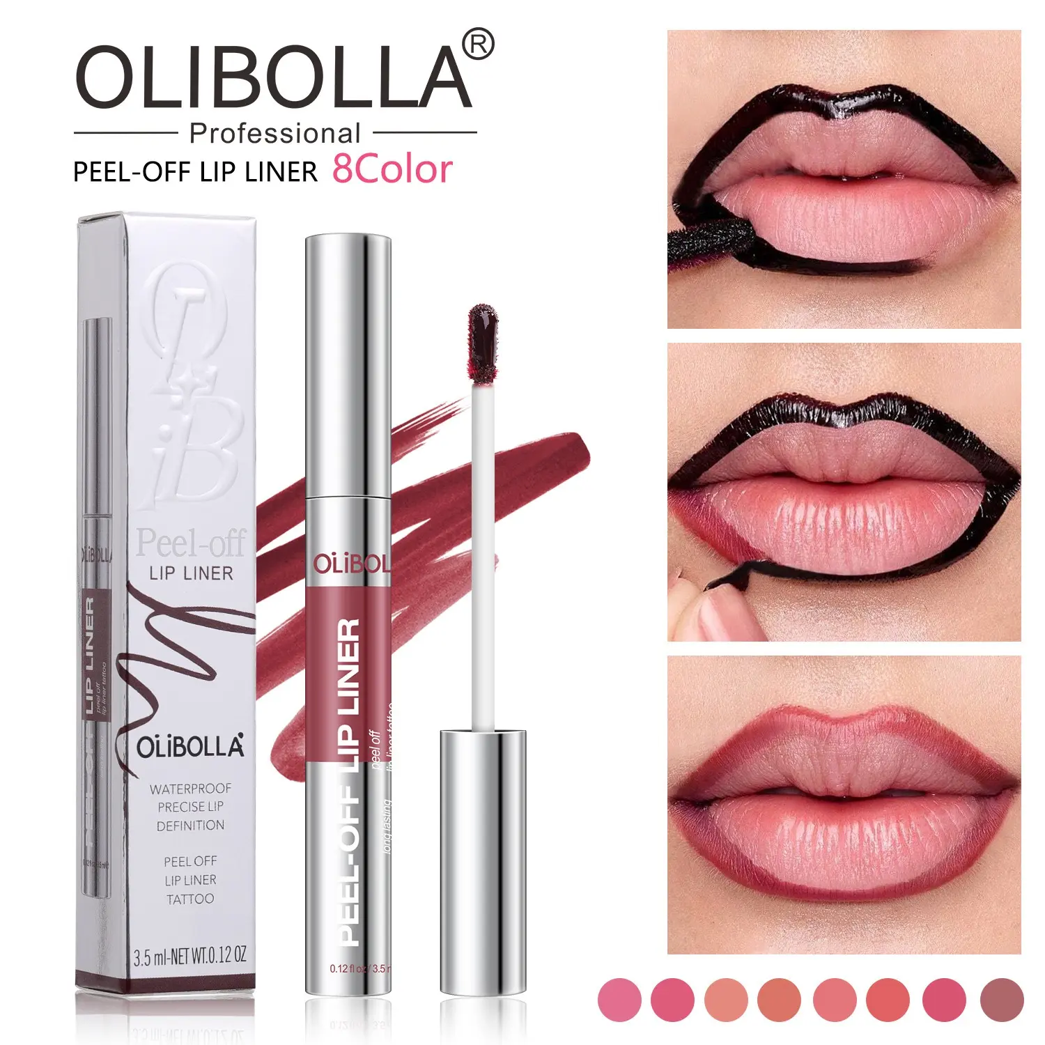 8-Color Matte Peel Off Lip Liner Singles - Flawless, Waterproof Tattoo Tint Stain for Precise Edge Definition, Long-Lasting Daily/Club Makeup, DIY Lip Gloss, Back to School