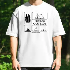 Lets Go Outside T-Shirt | Outdoor Camping Hiking Fishing Nature Graphic Tee - Trendy Fashion USA