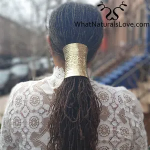 Ancient Gold Hair Cuff for long ponytails Locs, Sisterlocks, Dreadlocks and Braids