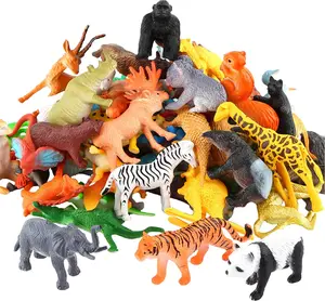 Animals Figure Set 54 Piece Mini Jungle Toys Set Realistic Vinyl Plastic Animals for Boys Girls Kids Toddlers Forest Small Playset Cupcake Topper Educational Party Favors