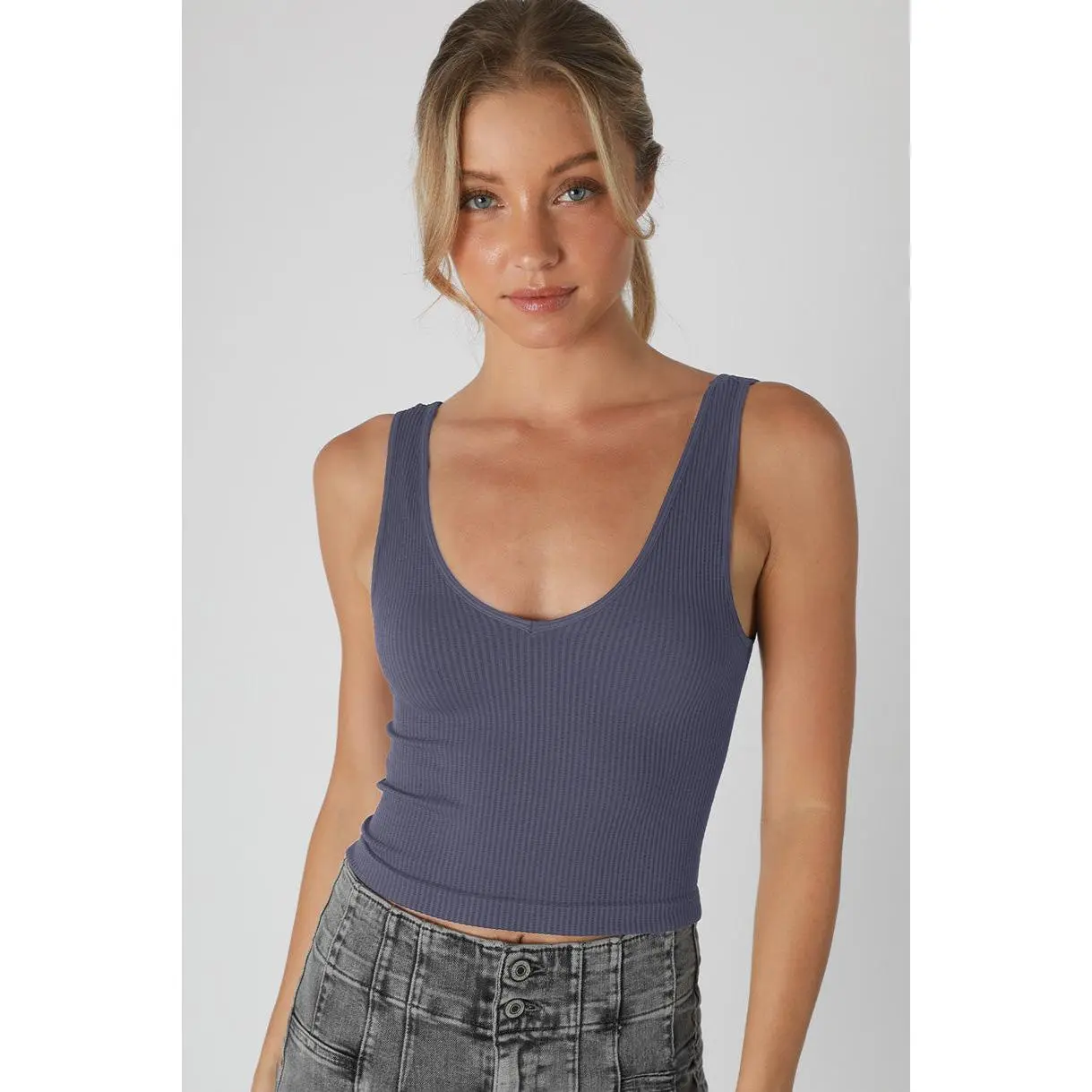Mila Reversible Crop Tank | Crown Blue