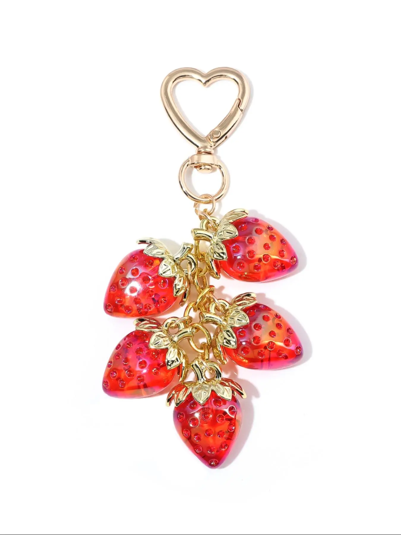 Cute Strawberry Design Aesthetic Keychain Bag Pendant, Fashionable Fruit Design Keychain for Women & Girls, Trendy All-match Bling Bling Keychains for Birthday Gift, Keychain for Bags, Bag Key Accessory