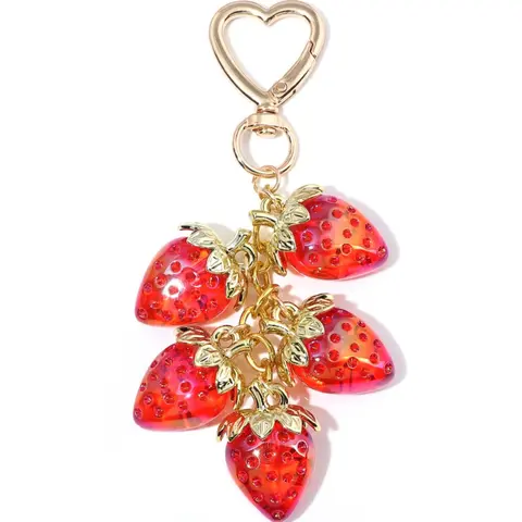 Cute Strawberry Design Aesthetic Keychain Bag Pendant, Fashionable Fruit Design Keychain for Women & Girls, Trendy All-match Bling Bling Keychains for Birthday Gift, Keychain for Bags, Bag Key Accessory