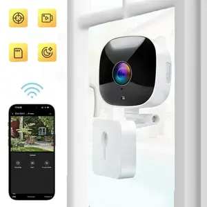 Indoor Camera,window Camera, Camera for Home Security: Surveillance Security Camera, No Drill Mount, 2.4GHz WiFi Indoor Camera with 24/7 Recording, Smart Person/Motion Sensor, Auto Infrared Night Vision for Window/Indoor Use