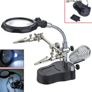 Magnifying Soldering Iron Stand Aid Hand Clip LED Lens Magnifier With Type A/B