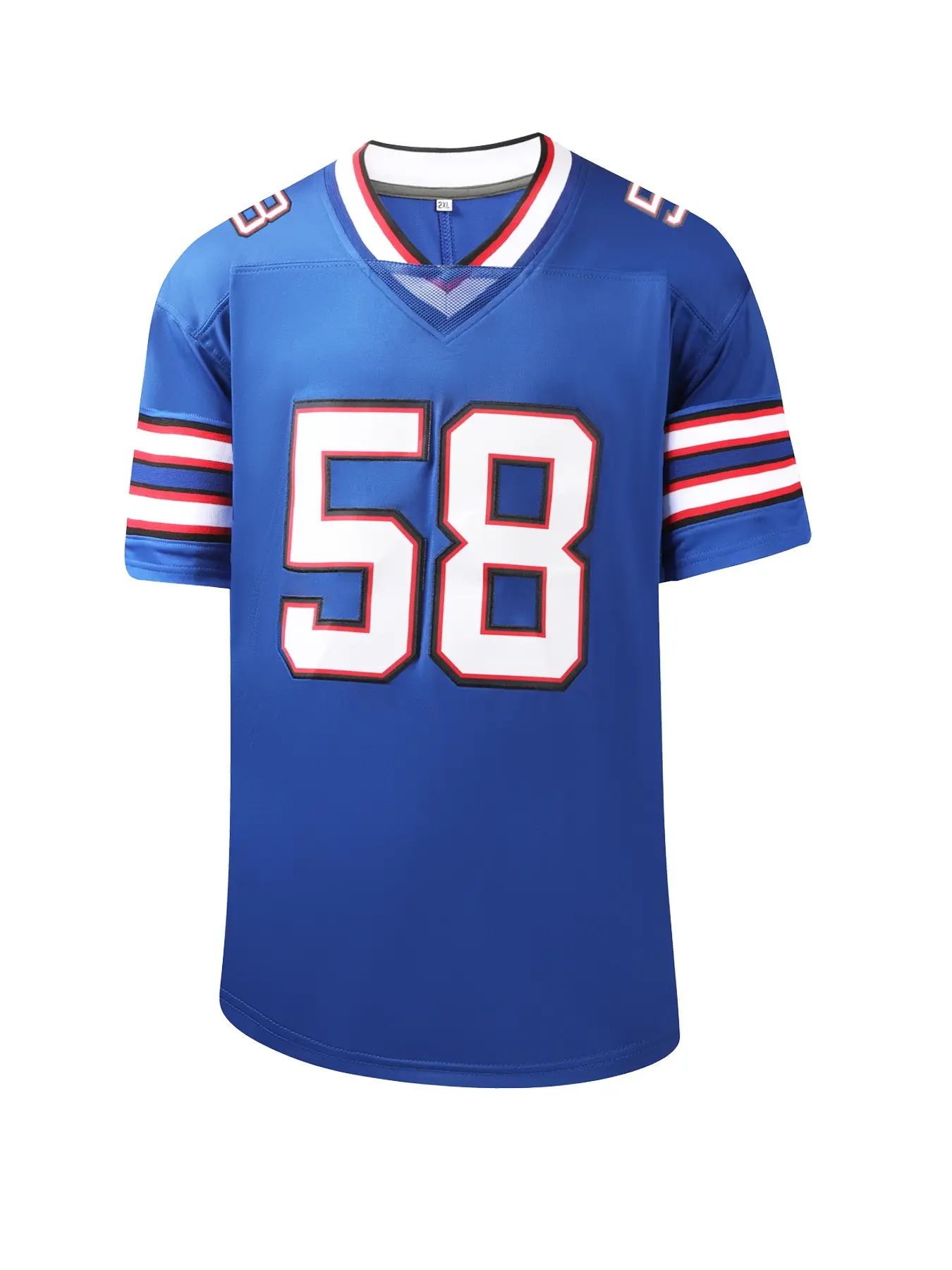Men's Embroidered Football Jersey Short Sleeve T-Shirt,BILL #58 Breathable Football Tee, All-Season Wear, Ideal for Outdoor Sports & Casual Wear