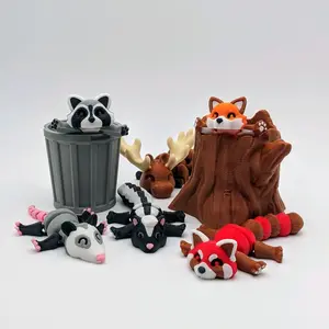 Trash Racoon, Fox, Skunk, Possum, Red Panda, Moose, 3D fidget, Collectible Figurine figet toys home decor Mini Anxiety