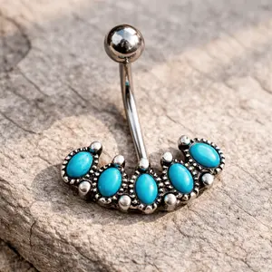 Stainless Steel Antique Turquoise Navel Ring